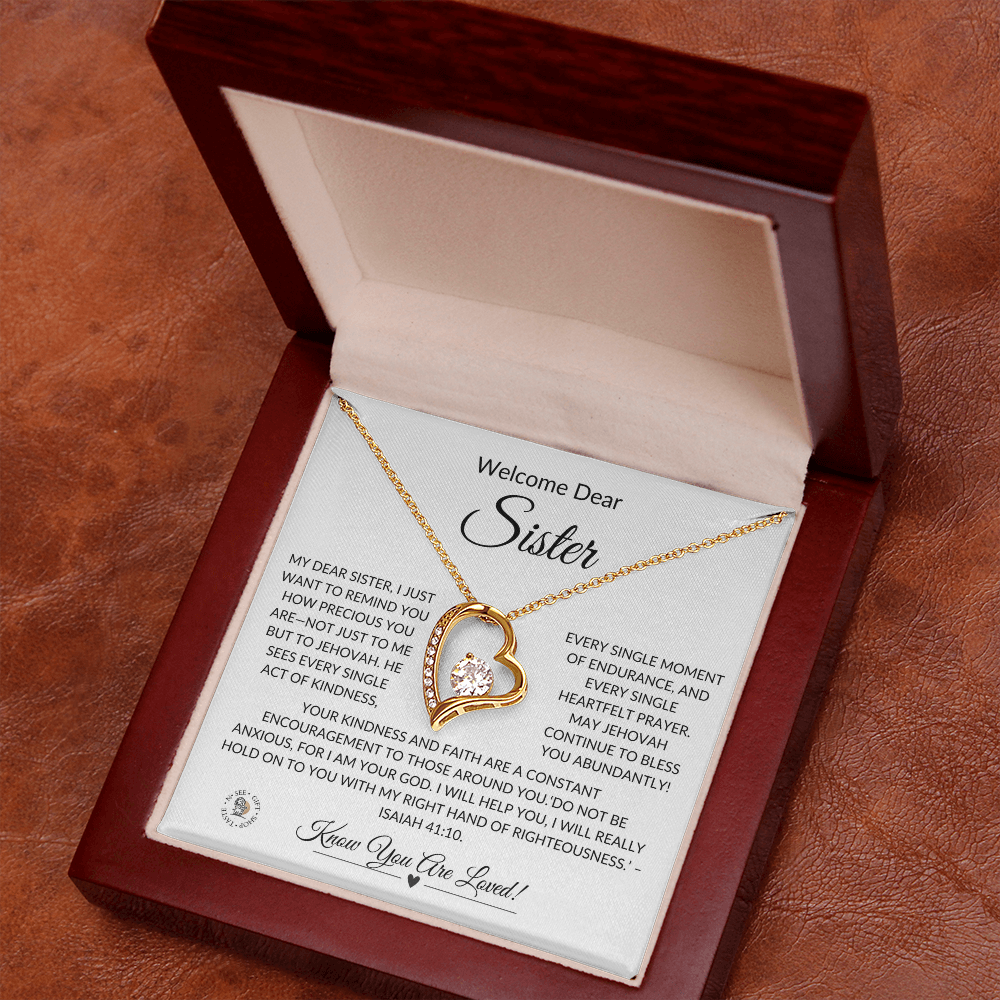 Welcome Dear Sister – Heartfelt Necklace Gift with Keepsake Message Card