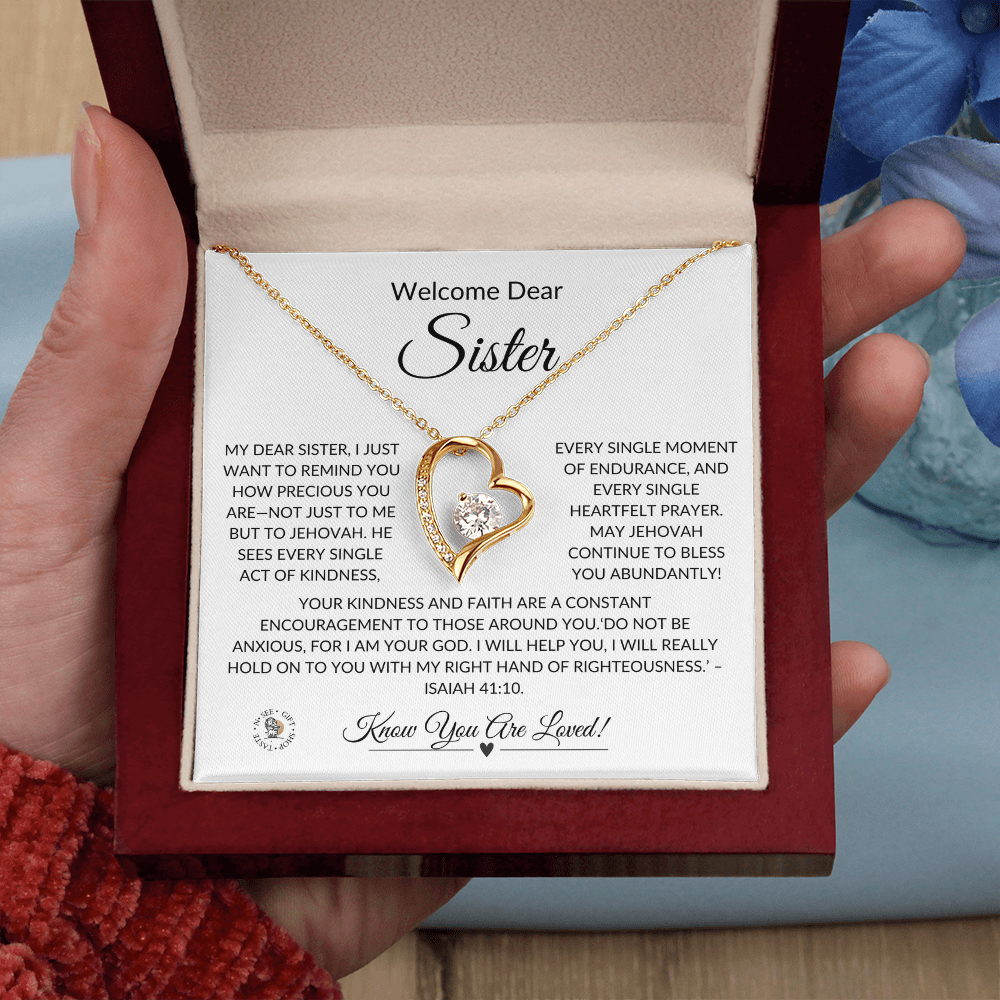 Welcome Dear Sister – Heartfelt Necklace Gift with Keepsake Message Card