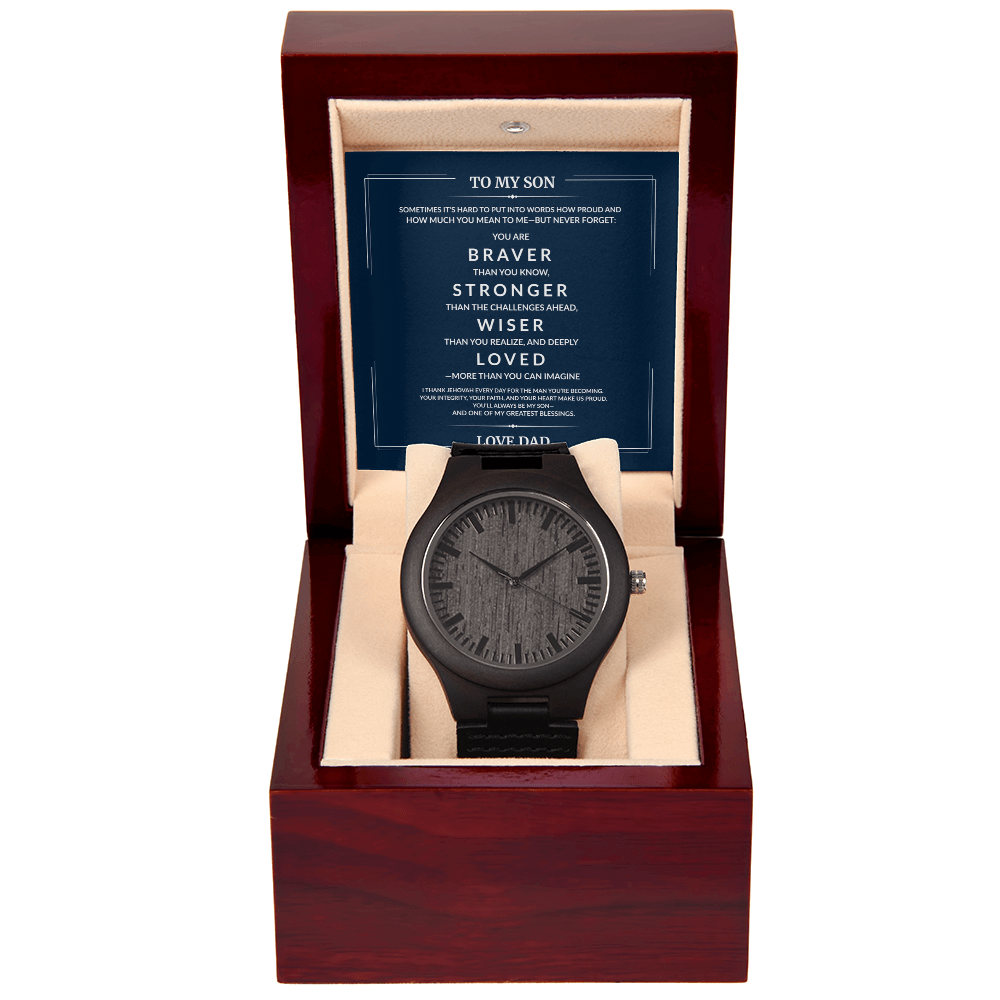 To My Son | Wooden Watch w/Encouraging Message Card | LOVE DAD