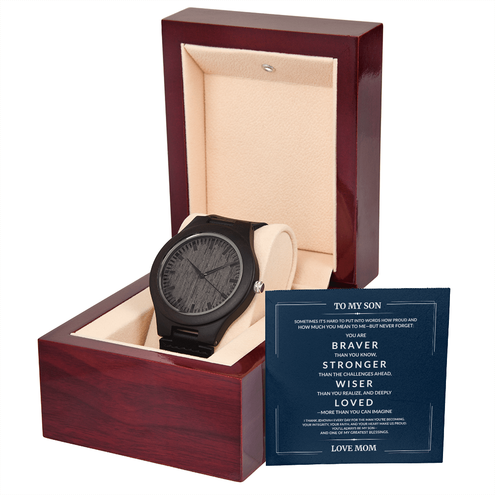 To My Son | Wooden Watch w/Encouraging Message Card | LOVE DAD