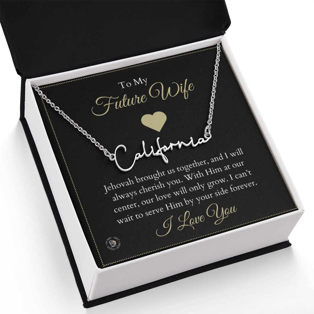 To My Future Wife β Personalized Name Necklace with Faith-Filled Message Card