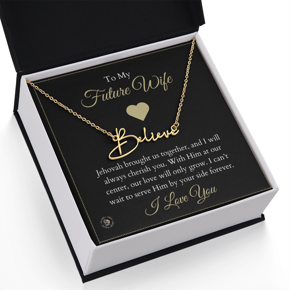 To My Future Wife β Personalized Name Necklace with Faith-Filled Message Card