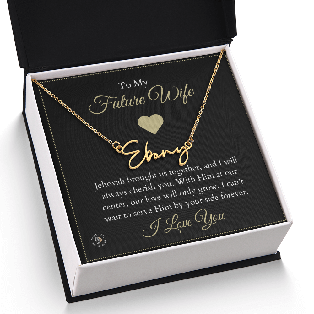 To My Future Wife β Personalized Name Necklace with Faith-Filled Message Card