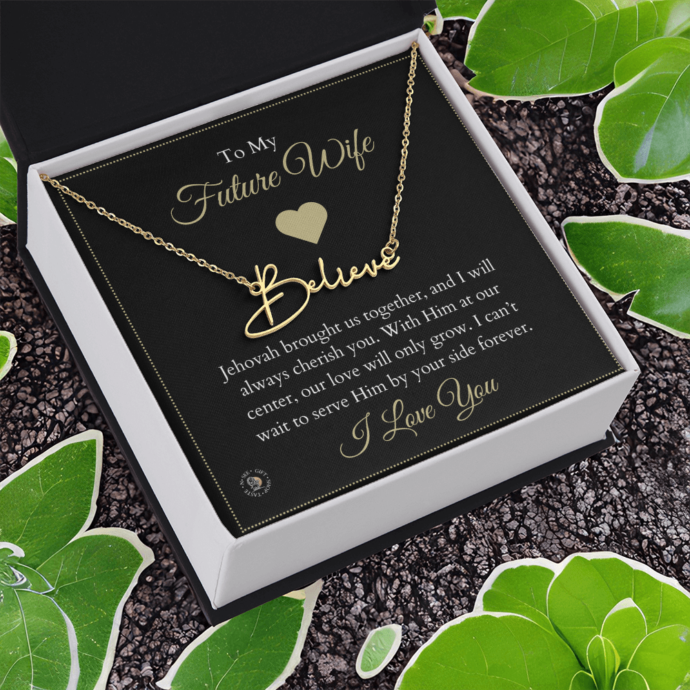 To My Future Wife β Personalized Name Necklace with Faith-Filled Message Card