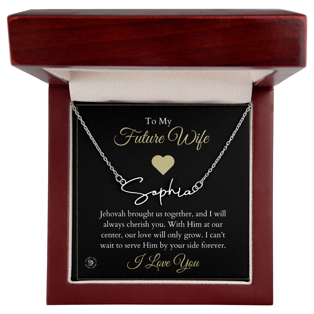 To My Future Wife β Personalized Name Necklace with Faith-Filled Message Card