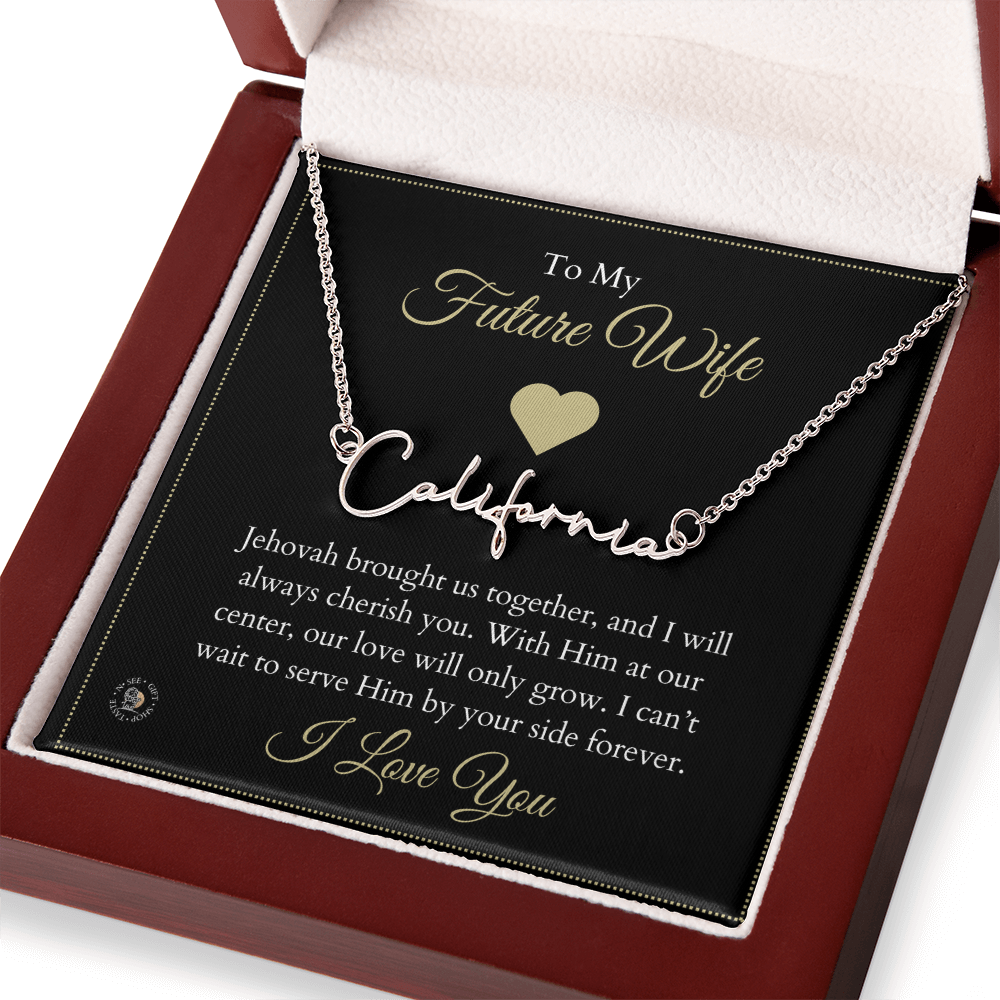 To My Future Wife β Personalized Name Necklace with Faith-Filled Message Card