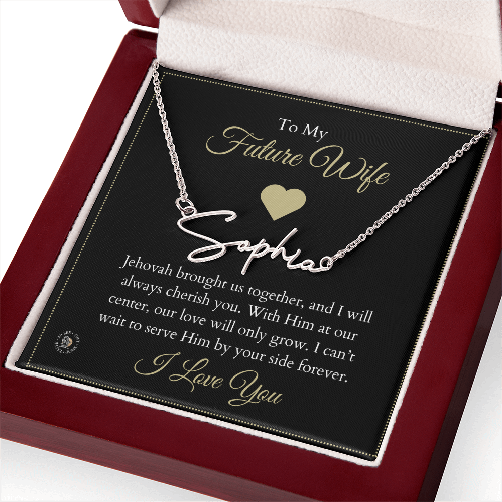 To My Future Wife β Personalized Name Necklace with Faith-Filled Message Card