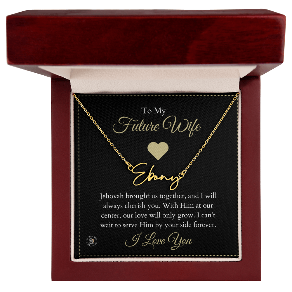 To My Future Wife β Personalized Name Necklace with Faith-Filled Message Card