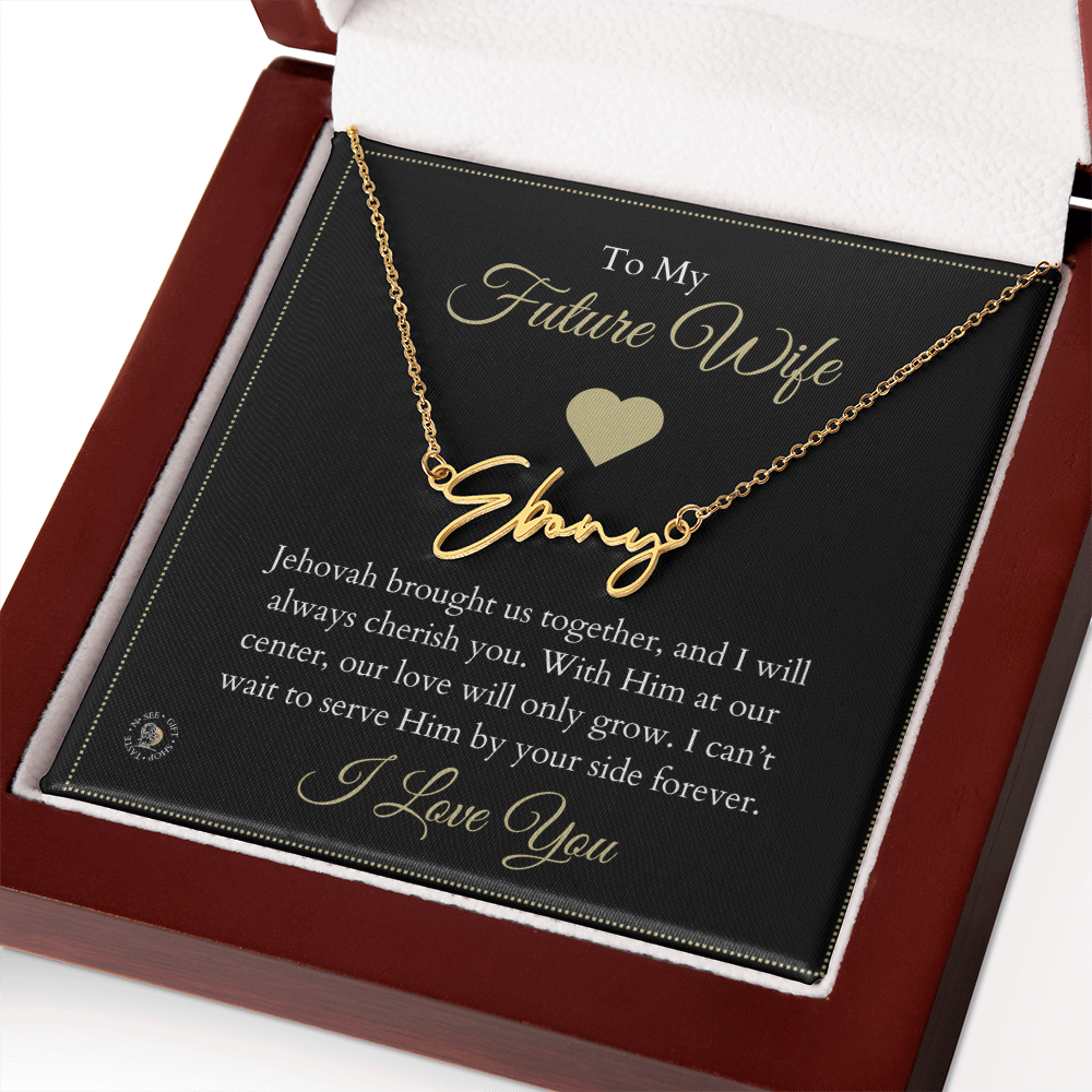 To My Future Wife β Personalized Name Necklace with Faith-Filled Message Card