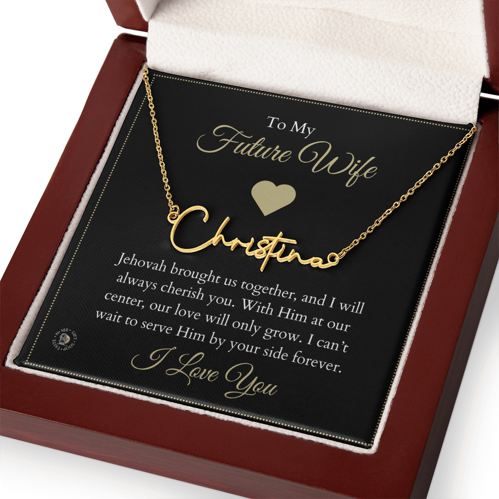 To My Future Wife β Personalized Name Necklace with Faith-Filled Message Card