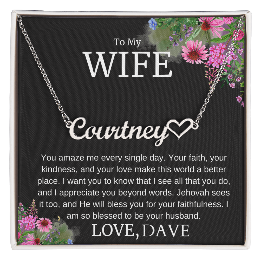 To My Wife – “Faithful & Appreciated” Message Card Necklace Gift