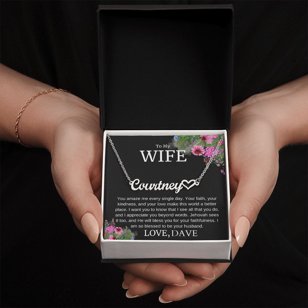 To My Wife – “Faithful & Appreciated” Message Card Necklace Gift