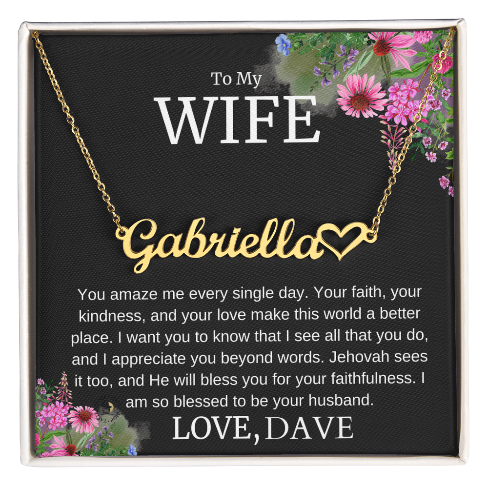 To My Wife – “Faithful & Appreciated” Message Card Necklace Gift