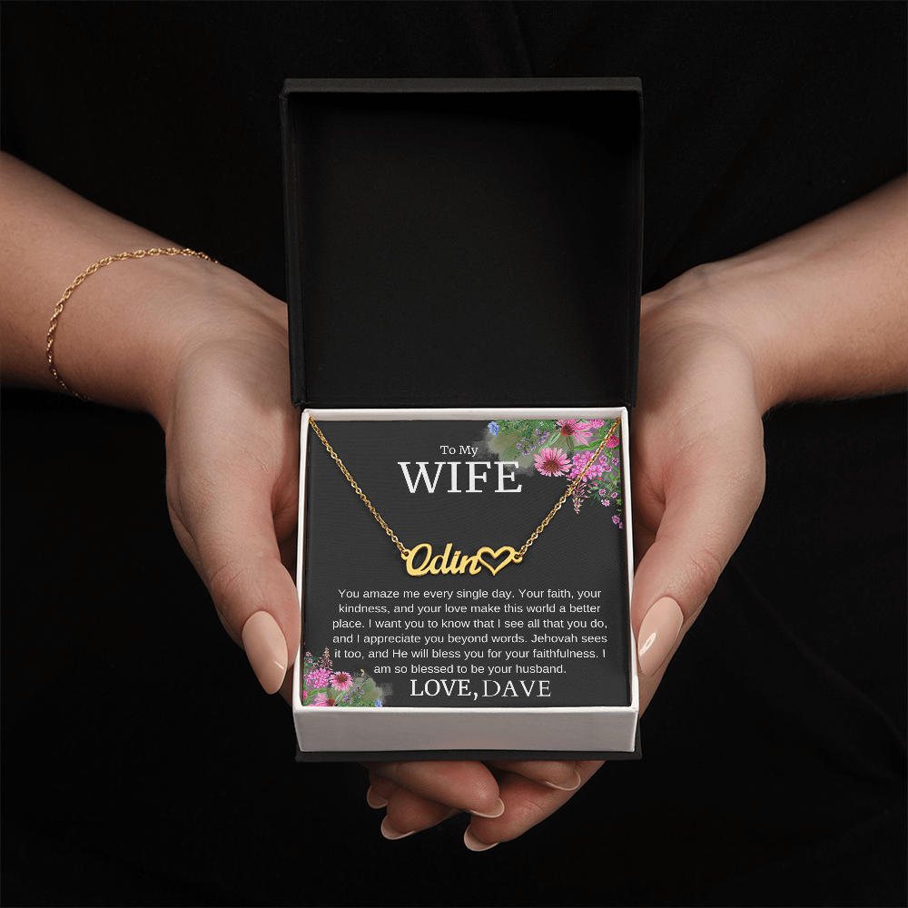 To My Wife – “Faithful & Appreciated” Message Card Necklace Gift