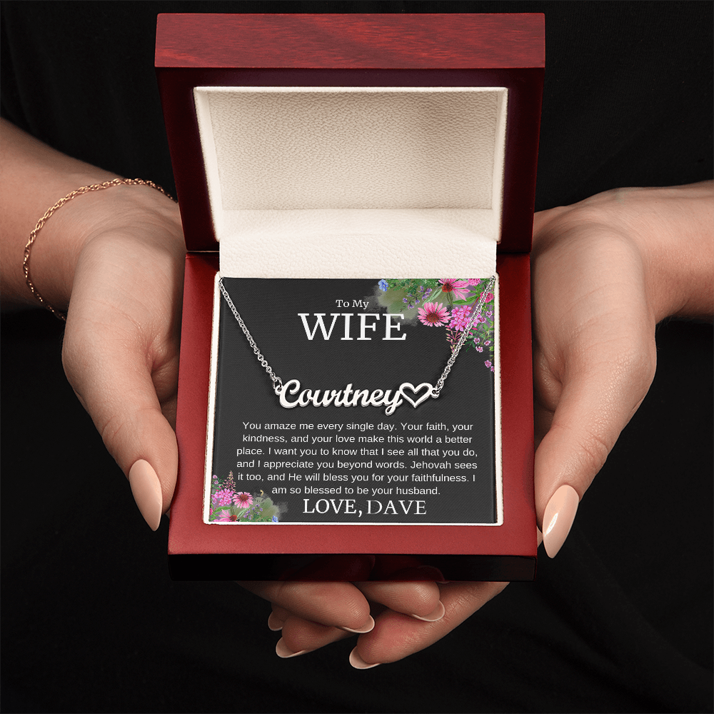 To My Wife – “Faithful & Appreciated” Message Card Necklace Gift