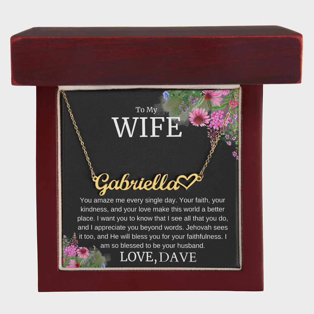 To My Wife – “Faithful & Appreciated” Message Card Necklace Gift