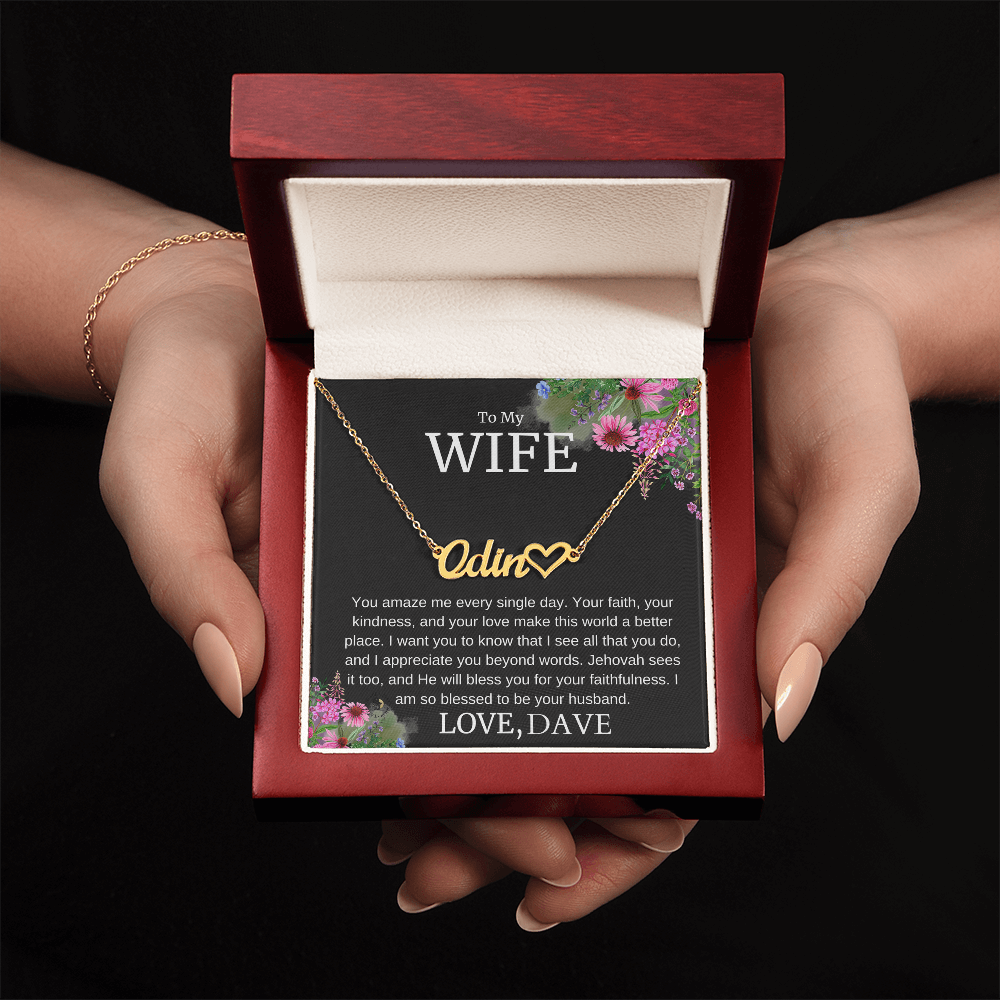 To My Wife – “Faithful & Appreciated” Message Card Necklace Gift
