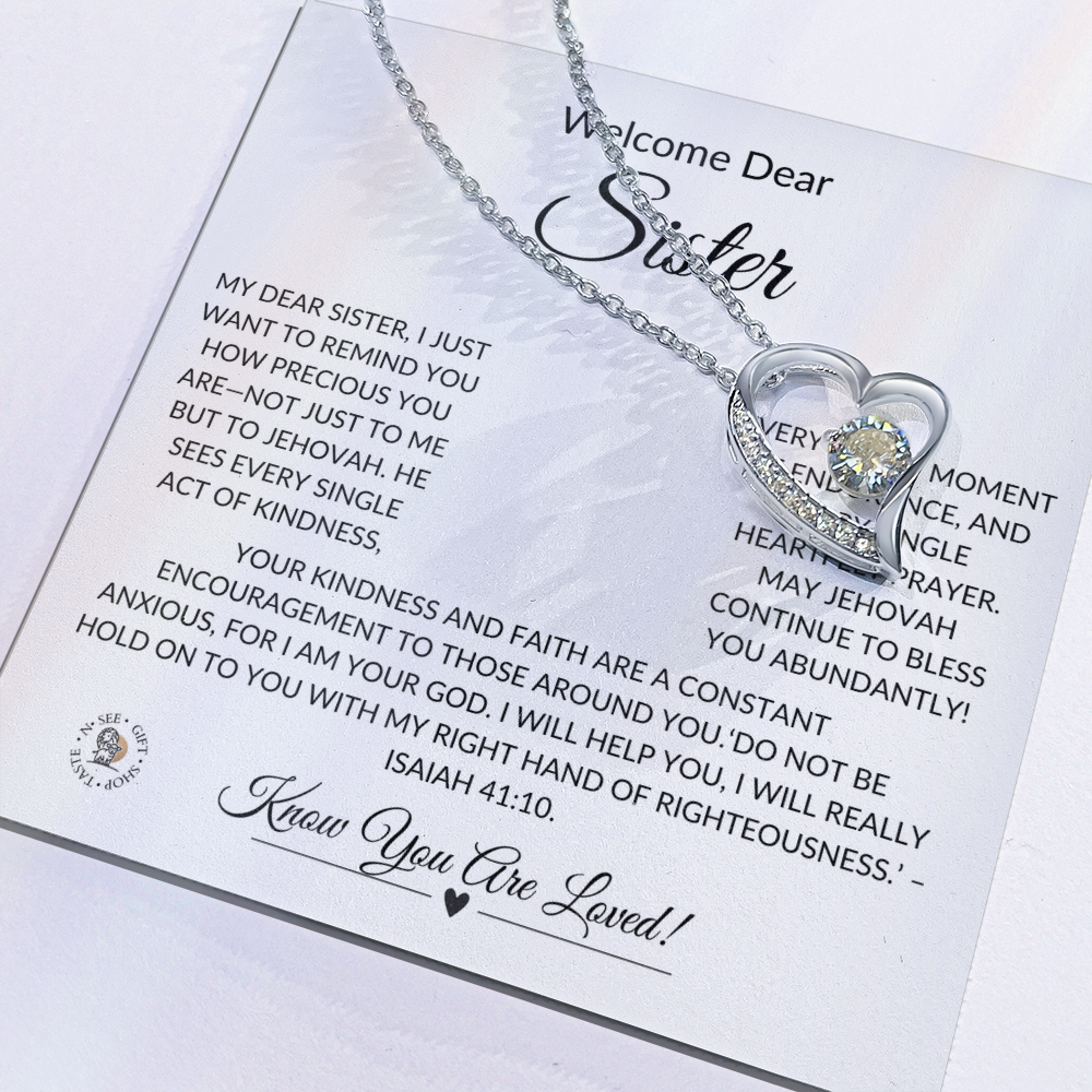 Welcome Dear Sister – Heartfelt Necklace Gift with Keepsake Message Card