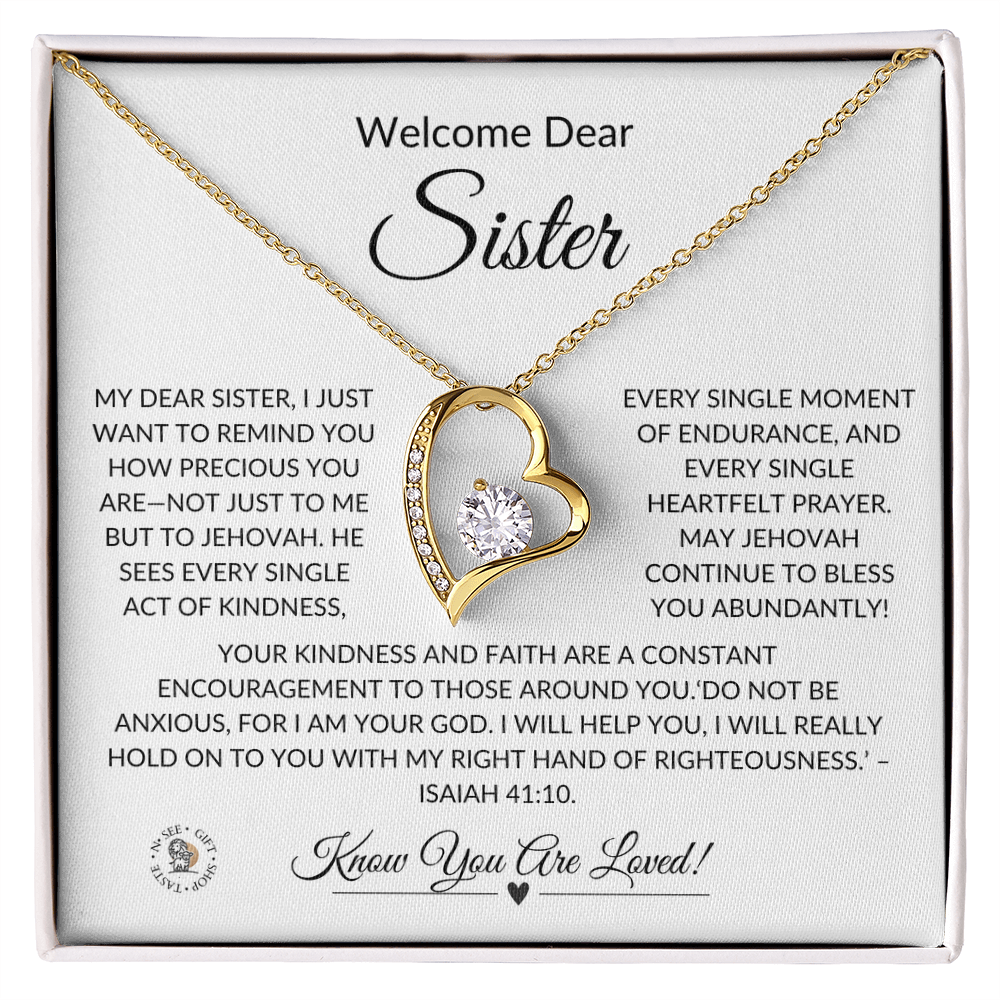 Welcome Dear Sister – Heartfelt Necklace Gift with Keepsake Message Card