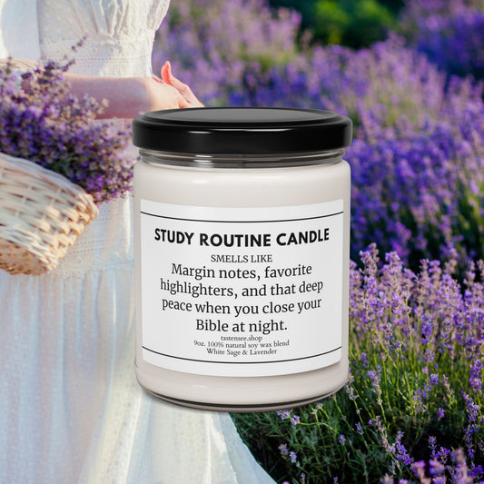 Study Routine Scented Soy Candle - Lavender & White Sage (9oz)
