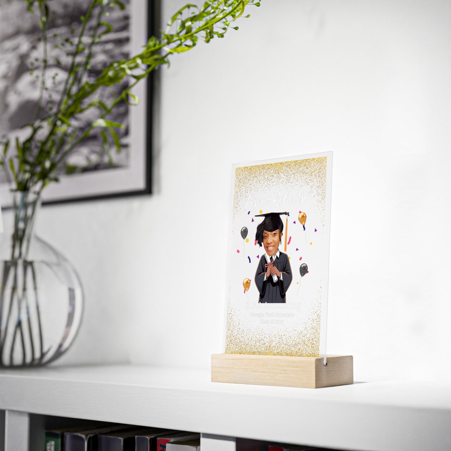 Acrylic Sign with Wooden Stand