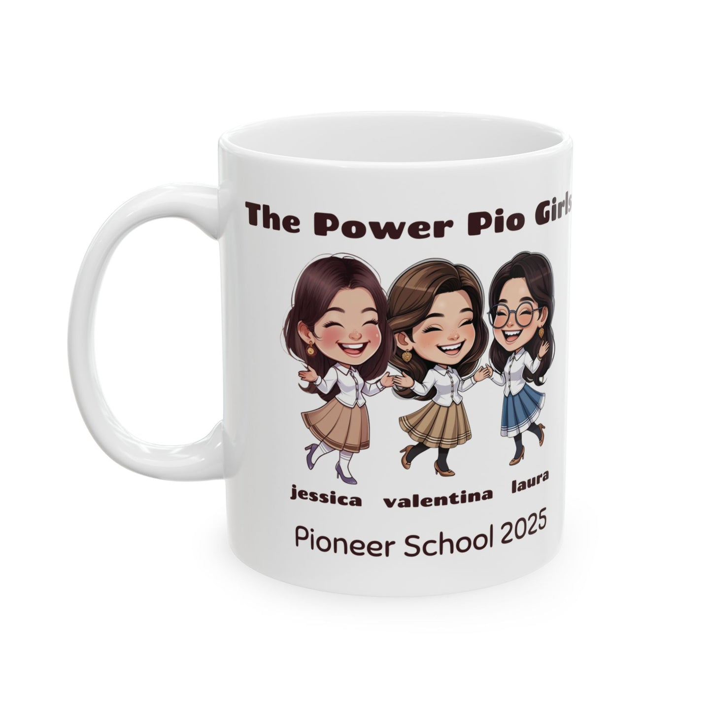 The Pio Girls Personalized Ceramic Mug — Cute Pionneer Sisters (11oz)