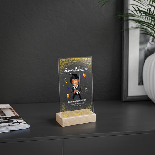 Acrylic Sign with Wooden Stand