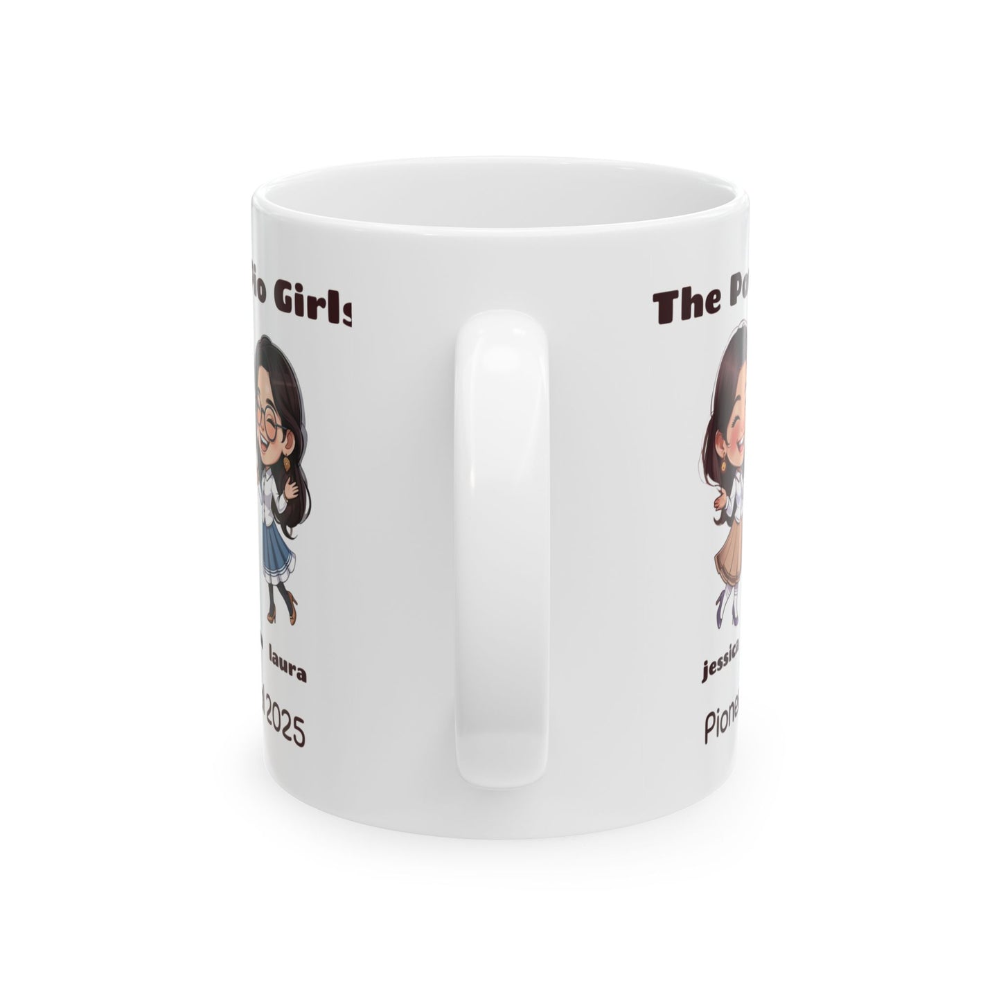 The Pio Girls Personalized Ceramic Mug — Cute Pionneer Sisters (11oz)