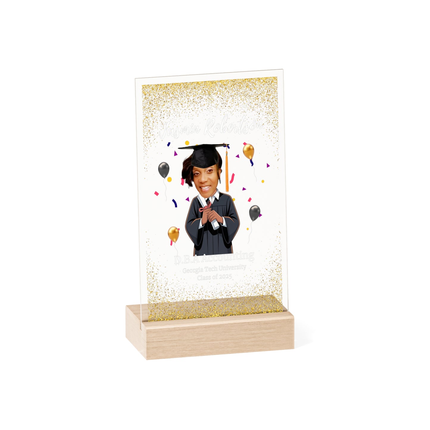 Acrylic Sign with Wooden Stand