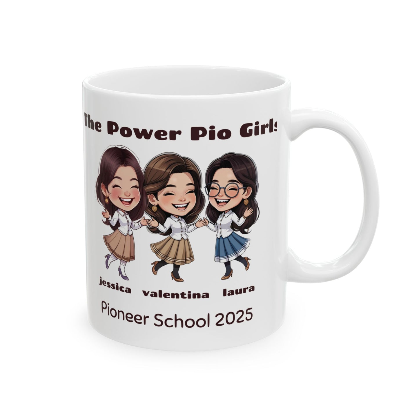 The Pio Girls Personalized Ceramic Mug — Cute Pionneer Sisters (11oz)