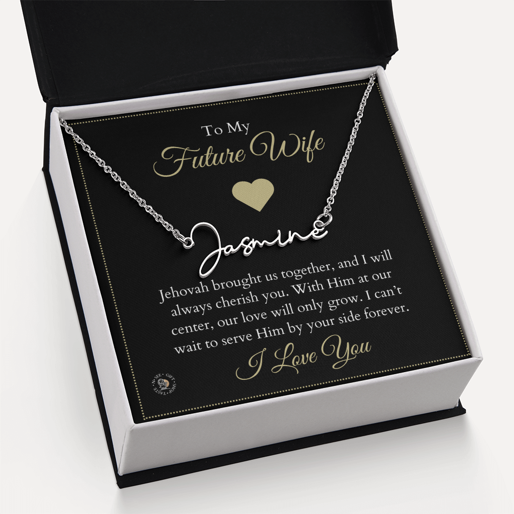 To My Future Wife – Personalized Name Necklace with Faith-Filled Message Card