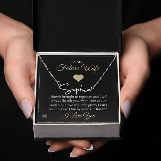 To My Future Wife – Personalized Name Necklace with Faith-Filled Message Card