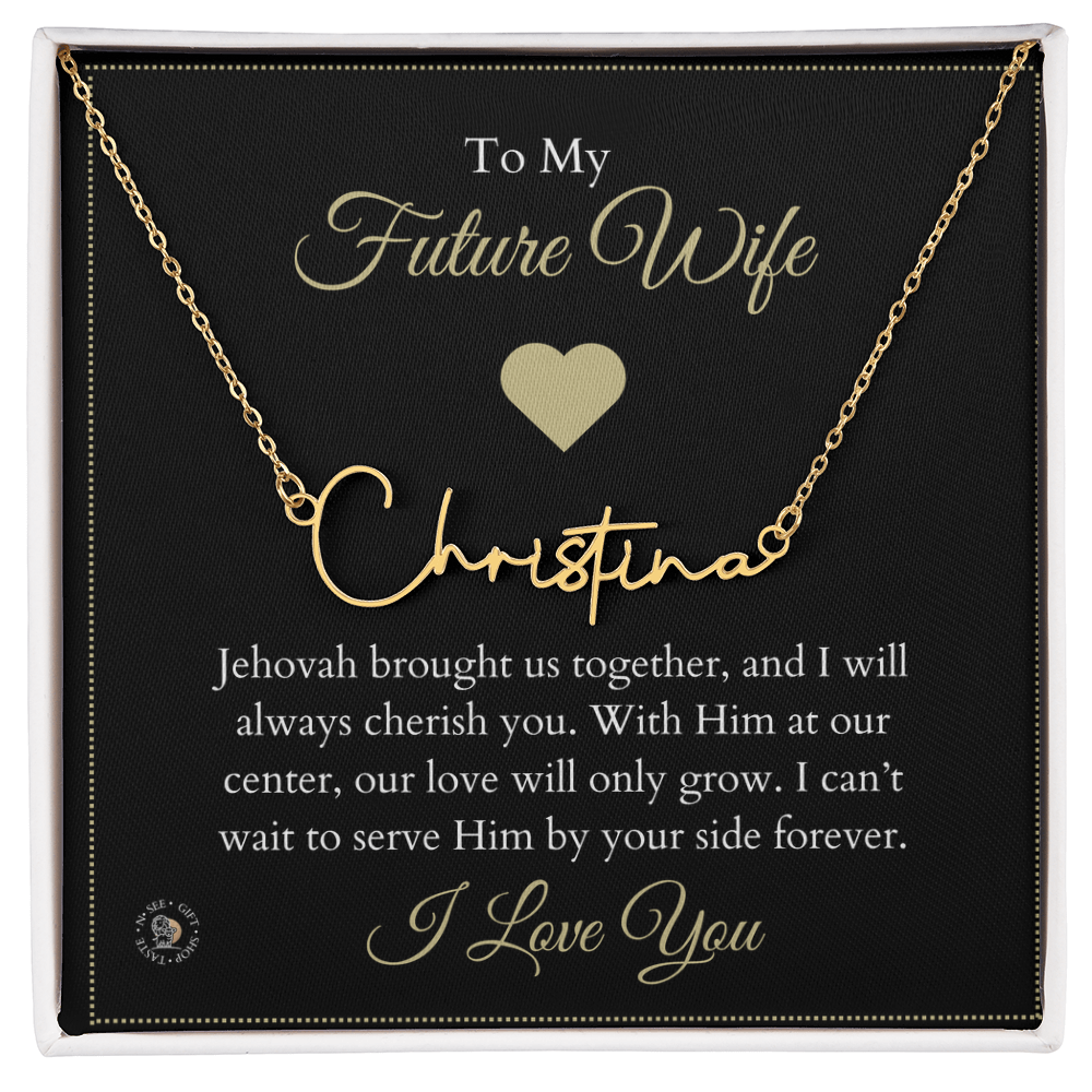 To My Future Wife – Personalized Name Necklace with Faith-Filled Message Card