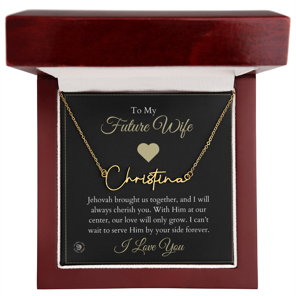 To My Future Wife – Personalized Name Necklace with Faith-Filled Message Card